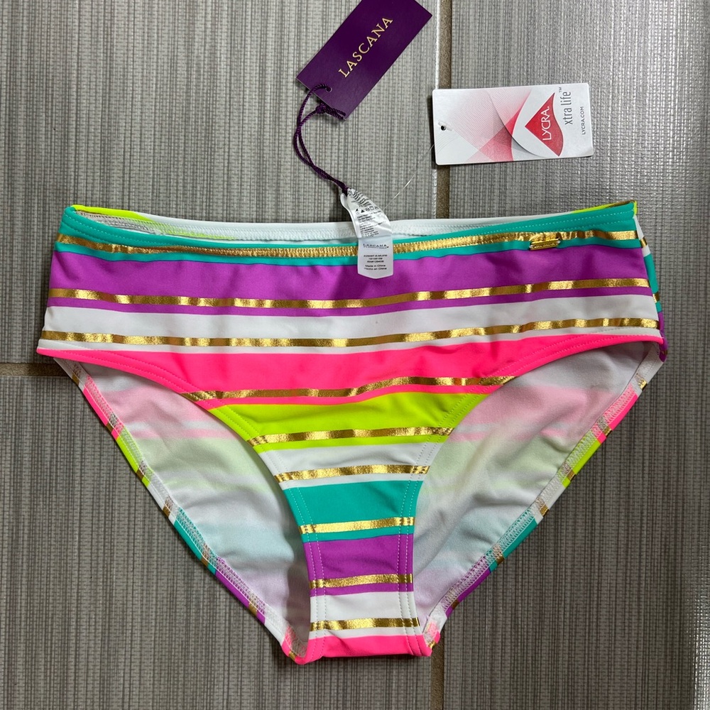 Lascana Multicolor Neon Striped Bikini Bottom